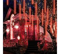 CGUOZI MÉTÉOR DOUCHES DE Pluie DE Douche 50cm 8 Tubes 384 LEDS étanches Illumination de glaçon Neige Tombant guirlandes Lumineuses pour Mariage Arbre de Jardin de Noël décor Rouge