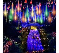 CGUOZI Météore Pluie Guirlandes Lumineuse, 30cm 10 Tubes Eclairage Météore Douche Lumière Etanche LED Pour Parti Mariage Maison Arbre Jardin de Noël Multicolore