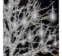 CGUOZI Pluie De Météores, 50cm 8 Tubes Imperméable Guirlande Lumineuse, Météore Douche Lumière pour Noel Fête Extérieure Jardin Arbre Décoration Blanc