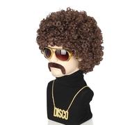 CGVG Lot de 4 perruques afro pour homme - Perruque afro avec lunettes de soleil - Collier de moustache - Perruque Vokuhila - Tenue des années 70 et 80 - Pour carnaval, Halloween, carnaval (marron