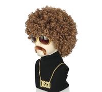 CGVG Lot de 4 perruques afro pour homme - Perruque afro avec lunettes de soleil - Collier de moustache - Perruque Vokuhila - Tenue des années 70 et 80 - Pour carnaval, Halloween, carnaval (marron