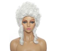 CGVG Perruque baroque blanche pour femme, perruque de renaissance, perruque rococo pour costume baroque, cosplay, Halloween, carnaval