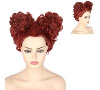 CGVG Perruque rouge en forme de cœur pour femme - Perruque de reine de cœur - Accessoire de cosplay - Pour Halloween, fête, carnaval (marron rouge)