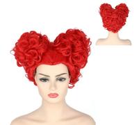 CGVG Perruque rouge en forme de cœur pour femme - Perruque de reine de cœur - Accessoire de cosplay - Pour Halloween, fête, carnaval (rouge)