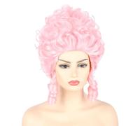 CGVG Perruque vintage de Renaissance - Baroque - Perruque baroque du 18ème siècle - Perruque de princesse victorienne pour femme - Cosplay Halloween - Carnaval (rose)