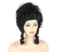 CGVG Perruque vintage Renaissance - Baroque - Perruque baroque du 18ème siècle - Perruque de princesse médiévale - Perruque rococo pour femme - Cosplay Halloween - Carnaval (noir)