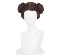 CGVG Princesse Leia - Perruque courte marron avec 2 chignons - Pour cosplay, Halloween, carnaval (marron)