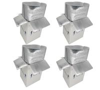 CH-BOX Thermo Chill TB7610L-4 Lot de 4 boîtes d'expédition en carton isotherme avec doublure de sac en mousse d'aluminium, 17.8x15.2x25.4 cm, lait maternel congelé, blanc