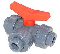 CH PVC à boisseau sphérique 3 voies en T alésage (pour Aquariophilie pour étang et piscine) 50 mm PVC
