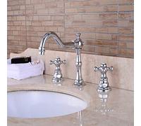 Ch Robinet de lavabo en métal avec diffuseur à deux poignées et trois trous en laiton pour évier moderne et mélangeur d'eau Slish