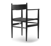 CH37 Chaise avec accoudoirs Carl Hansen & Søn chêne noir maille noir - 5715230884126