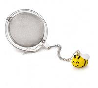 Cha Cult - Boule à Thé “Abeille Carla” 5 cm - Acier Inoxydable Maillage Fin avec Chaînette & Figurine Abeille Peinte à la Main - Réutilisable & Éco-Responsable