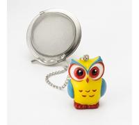 Cha Cult - Boule à Thé “Hibou” 5 cm - Acier Inoxydable Maillage Fin avec Chaînette & Figurine Hibou Peinte à la Main - Accessoire Réutilisable & Éco-Responsable