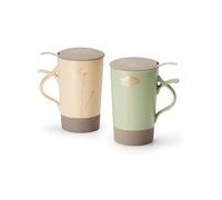 Cha Cult teemando® Teamug Nava Tasse à thé à base de plantes aromatiques en porcelaine avec revêtement doré 2 couleurs assorties avec passoire en acier inoxydable 0,4 l H 15 cm Ø 8,8 cm