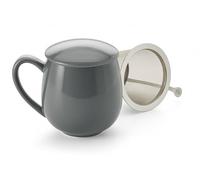 Cha Cult - Tisanière “Saara Anthracite Brillante” 0,35 L - Grès Émaillé Brillant - Filtre Inox Extra-Fin & Couvercle Repose-Filtre - Élégance Moderne & Sobriété Lumineuse