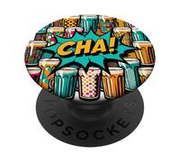 Cha! Thé Chai Indien rétro pour Amoureux de la Culture PopSockets PopGrip Adhésif
