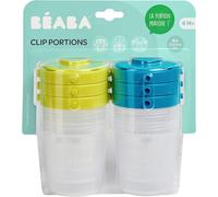 Chaas-Béaba, Lot De 6 Portions Conservation, Clip, Pots Empilables Et Clipsables, 100% Hermétique, Graduation, Congélation, 2ème Âge, 200 Ml, Bleu/Néon