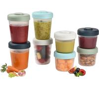 Chaas-Béaba, Lot De 8 Portions Conservation Clip, Pots Empilables Et Emboîtables, 100% Hermétique, Graduation, Zone Marquage, Congélation, Conservation Lait Maternel (4x150ml + 4x250ml)