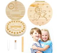 Chaas-Boite Dent De Lait Boite A Dents De Lait Avec Clip Boîte En Bois Pour Ranger Les Ronde Personnalisée Boite À Dents De Lait Rangement Souvenir Bebe Lait Dents En Bois Perdues Pour Bébé, Fille, G