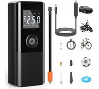 Chaas-Mini Compresseur D'air Portatif 150 Psi 6000 Mah Pompe À Air Électrique 12v Dc Rechargeable Gonfleur Pneus Voiture Avec Affichage Digital Lampe Led Charge Usb Pour Auto Moto Balle Extérieur