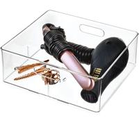 CHAAS-The Home Edit by iDesign, Organiseur empilable pour sèche-cheveux en plastique recyclé avec séparateur