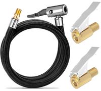 CHAAS-Tuyau de pneu de 39 cm avec adaptateur de gonflage, mandrin à air verrouillable, pince de valve portable et connecteurs en laiton pour l'entretien de voiture, moto, vélo et camion