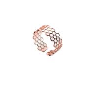 CHABER Bague en Nid d'abeille Géométrique Ouverte Réglable pour Les Femmes Mode 925 Argent Sterling Couleur Or Rose Bague Bijoux Fins