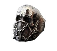 CHABER Bague Tête De Mort Couleur Argent Mode Homme Gothique Biker Illuminati Bagues Bijoux Punk