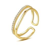 CHABER Bagues Minces Minimalistes pour Femmes Mariage Brillant Zircon Cubique Doré Ouvert Polyvalent Bagues Bijoux Fins