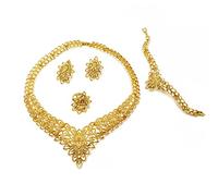 chaber Ensembles De Bijoux Exquis De Dubaï Couleur Or Collier Boucles d'oreilles Inde Nigéria Africain Grands Accessoires Cadeaux pour Les Femmes Ensemble