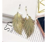 CHABER Or Vintage Plume Ailes Long Clip sur Boucles d'oreilles pour Les Femmes Pas De Bijoux De Mariage Percés