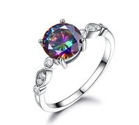 CHABER Romantique Véritable Arc-en-Ciel Feu Mystique Topaze Anneaux Solide 925 Bijoux en Argent Sterling Bagues De Fiançailles pour Les Femmes Bijoux Fins
