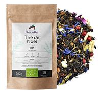 Chabiothé - Thé noir de Noël Bio 200g - fabriqué dans notre atelier à Lyon - avec orange, cannelle, vanille - sachet biodégradable