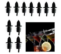 Chabrias Ltd Lot de 12 becs verseurs à débit libre en plastique noir pour spiritueux, jus, sirops et huiles, bec verseur conique avec tube d'air pour bar, restaurant, cuisine