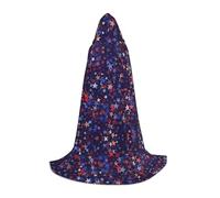 CHAbu Cape à capuche américaine rouge et bleue pour adolescents - Longue cape médiévale pour cosplay, fête, carnaval