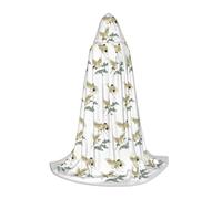 CHAbu Cape à capuche avec deux grues japonaises volantes traditionnelles pour adolescents - Longue cape médiévale pour cosplay, fête, carnaval