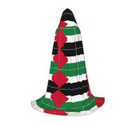 CHAbu Cape à capuche avec drapeau de la Palestine pour adolescents - Longue cape médiévale pour cosplay, fête, carnaval - Accessoires de déguisement
