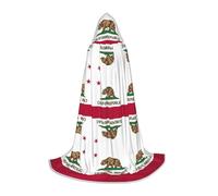 CHAbu Cape à capuche avec drapeau de l'État de Californie pour adolescents - Longue cape médiévale pour cosplay, fête, carnaval - Accessoires de déguisement
