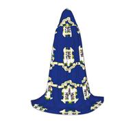 CHAbu Cape à capuche avec drapeau de l'État du Connecticut pour adolescents - Longue cape médiévale pour cosplay, fête, carnaval - Accessoires de déguisement