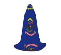 CHAbu Cape à capuche avec drapeau de l'État du Dakota du Nord pour adolescents - Longue cape médiévale pour cosplay, fête, carnaval - Accessoires de déguisement