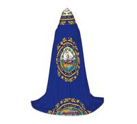 CHAbu Cape à capuche avec drapeau de l'État du New Hampshire pour adolescents - Longue cape médiévale pour cosplay, fête, carnaval - Accessoires de déguisement