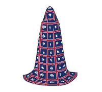 CHAbu Cape à capuche avec drapeau de l'État du Wyoming pour adolescents - Longue cape médiévale pour cosplay, fête, carnaval - Accessoires de déguisement