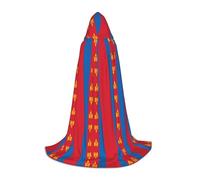 CHAbu Cape à capuche avec drapeau mongol pour adolescents - Longue cape médiévale pour cosplay, fête, carnaval - Accessoires de déguisement