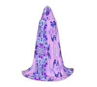CHAbu Cape à capuche papillon violet pour adolescents - Longue cape médiévale pour cosplay, fête, carnaval