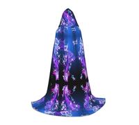 CHAbu Cape à capuche papillon violet pour adolescents - Longue cape médiévale pour cosplay, fête, carnaval