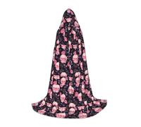 CHAbu Cape à capuche pour adolescents avec motif tête de mort et rose violette - Longue cape médiévale pour cosplay, fête, carnaval