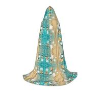 CHAbu Cape à capuche pour adolescents - Longue cape de coquillage et étoile de mer - Accessoire de déguisement médiéval pour cosplay, fête, carnaval