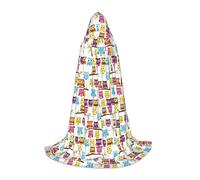 CHAbu Cape à capuche pour adolescents - Motif hiboux sur branches d'arbre - Longue cape médiévale pour cosplay, fête, carnaval