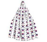CHAbu Cape à capuche pour adulte avec drapeau de la République de Corée - Cape unisexe - Cape de vampire - Costume de sorcière - Pour cosplay, carnaval