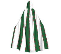 CHAbu Cape à capuche pour adulte avec drapeau de l'Algérie - Longue cape unisexe pour vampire et sorcière - Pour jeux de rôle - 150 cm
